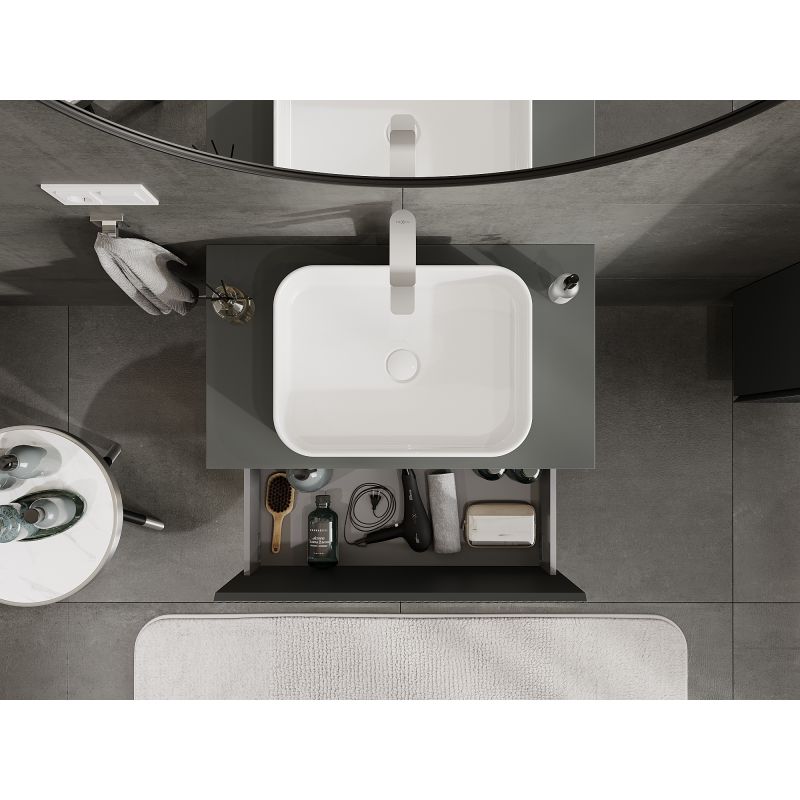 Mexen Rivel kúpeľňová skrinka pod umývadlo 80 cm, 1 zásuvka, ryhovaná, grafit mat - 91A20-08047-1-BF66