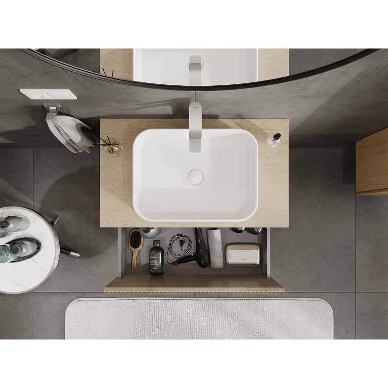 Mexen Rivel kúpeľňová skrinka pod umývadlo 80 cm, 1 zásuvka, ryhovaná, dub - 91A20-08047-1-BF81