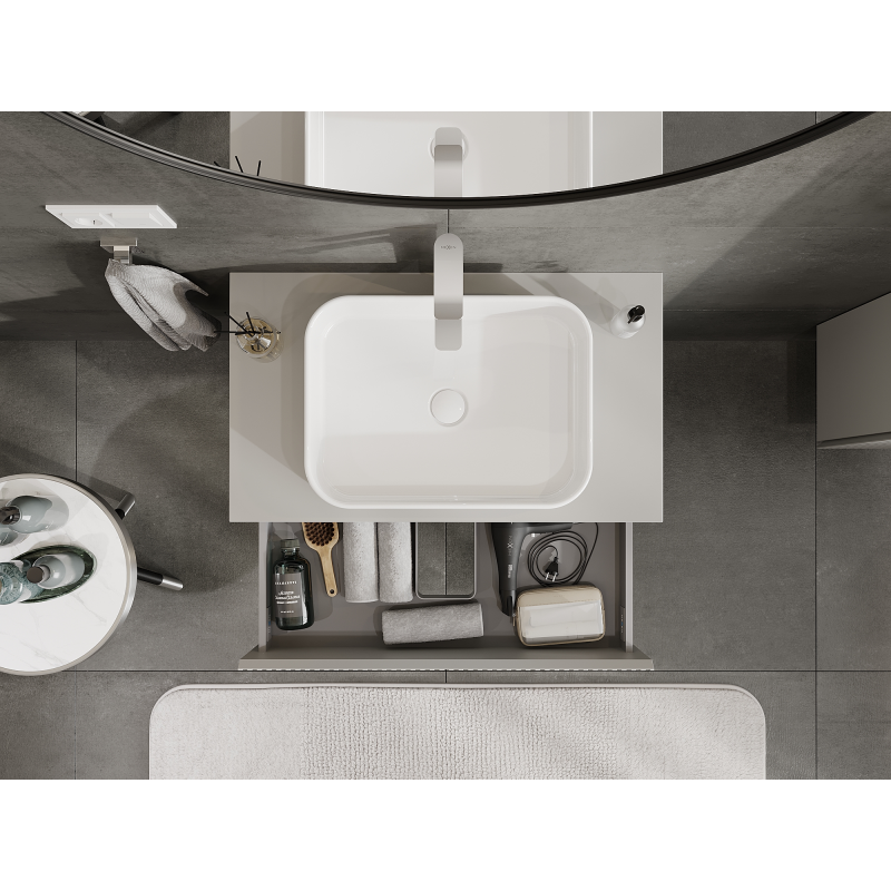 Mexen Rivel kúpeľňová skrinka pod umývadlo 80 cm, 2 zásuvky, drážkovaná, sivá matná - 91A20-08047-2-BFF62