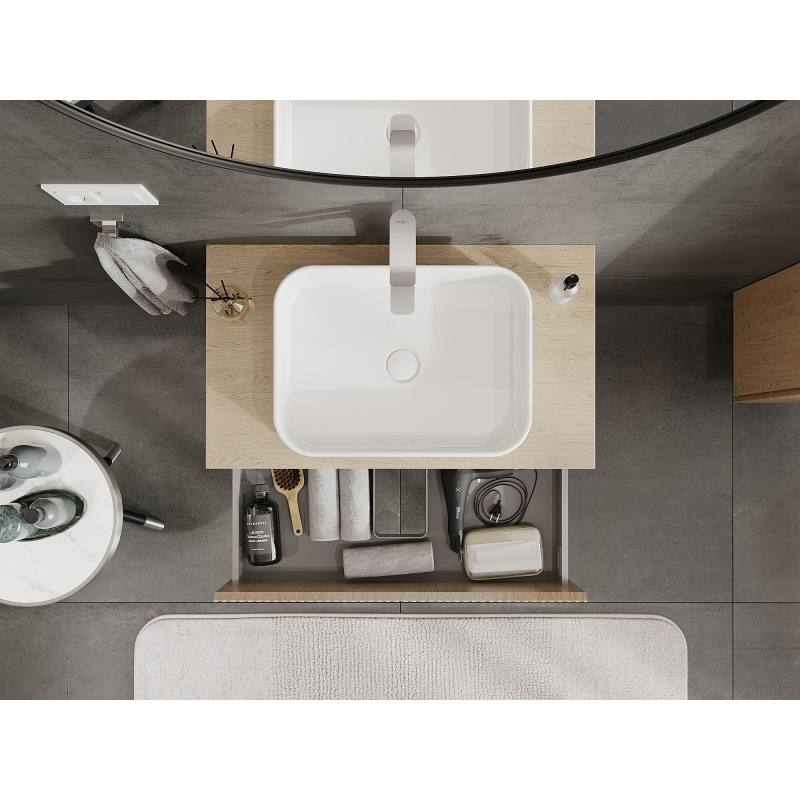 Mexen Rivel kúpeľňová skrinka pod umývadlo 80 cm, 2 zásuvky, riflovaná, dub - 91A20-08047-2-BFF81