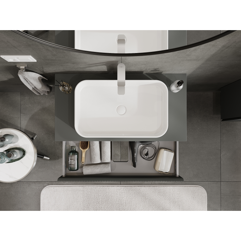 Mexen Rivel kúpeľňová skrinka pod umývadlo 90 cm, 1 zásuvka, ryhovaná, grafit mat - 91A20-09023-1-BF66