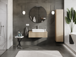 Mexen Rivel kúpeľňová skrinka pod umývadlo 90 cm, 1 zásuvka, ryhovaná, dub - 91A20-09023-1-BF81