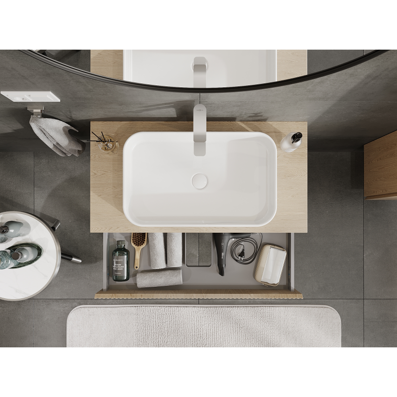 Mexen Rivel kúpeľňová skrinka pod umývadlo 90 cm, 1 zásuvka, ryhovaná, dub - 91A20-09023-1-BF81