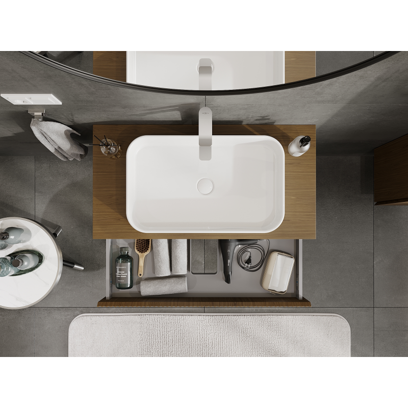 Mexen Rivel kúpeľňová skrinka pod umývadlo 90 cm, 1 zásuvka, drážkovaná, orech - 91A20-09023-1-BF86