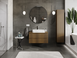 Mexen Rivel kúpeľňová skrinka pod umývadlo 90 cm, 2 zásuvky, ryhované, orech - 91A20-09047-2-BFF86