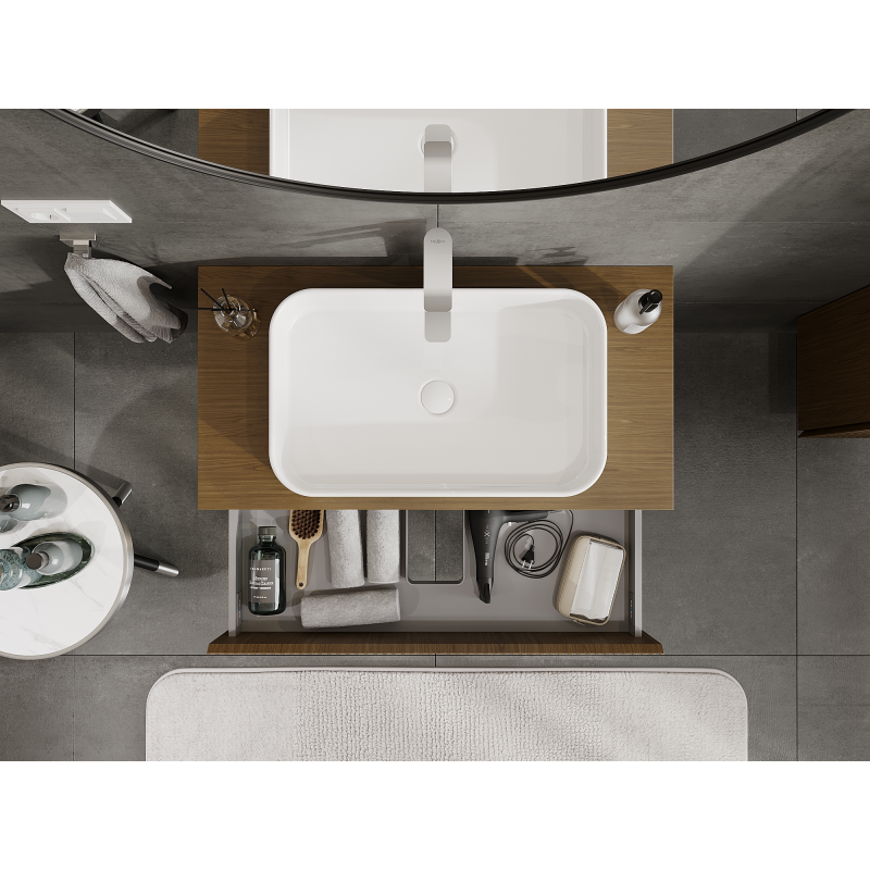 Mexen Rivel kúpeľňová skrinka pod umývadlo 90 cm, 2 zásuvky, ryhované, orech - 91A20-09047-2-BFF86