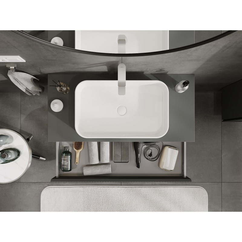 Mexen Rivel kúpeľňová skrinka pod umývadlo 100 cm, 1 zásuvka, ryhovaná, grafitová matná - 91A20-10023-1-BF66