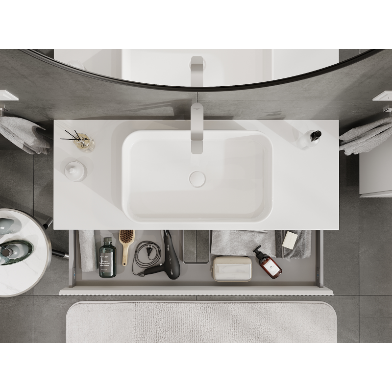 Mexen Rivel kúpeľňová skrinka pod umývadlo 120 cm, 1 zásuvka, ryhovaná, biela matná - 91A20-12023-1-BF01