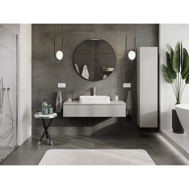 Mexen Rivel kúpeľňová skrinka pod umývadlo 120 cm, 1 zásuvka, ryhovaná, sivá matná - 91A20-12023-1-BF62