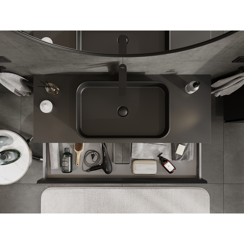 Mexen Rivel kúpeľňová skrinka pod umývadlo 120 cm, 1 zásuvka, ryhovaná, čierna matná - 91A20-12023-1-BF71