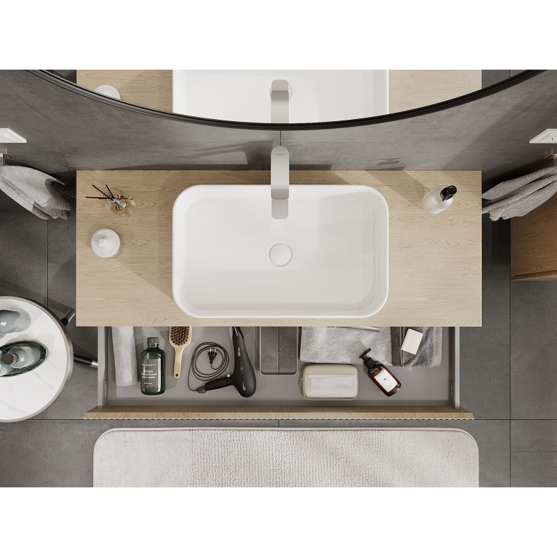 Mexen Rivel kúpeľňová skrinka pod umývadlo 120 cm, 1 zásuvka, ryhovaná, dub - 91A20-12023-1-BF81