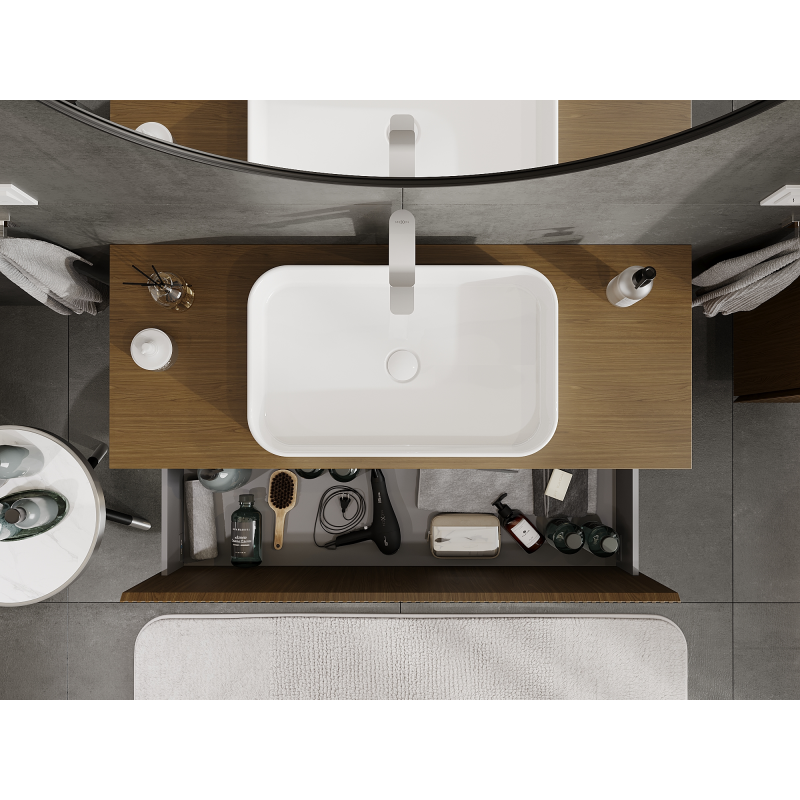 Mexen Rivel kúpeľňová skrinka pod umývadlo 120 cm, 1 zásuvka, ryhovaná, orech - 91A20-12047-1-BF86