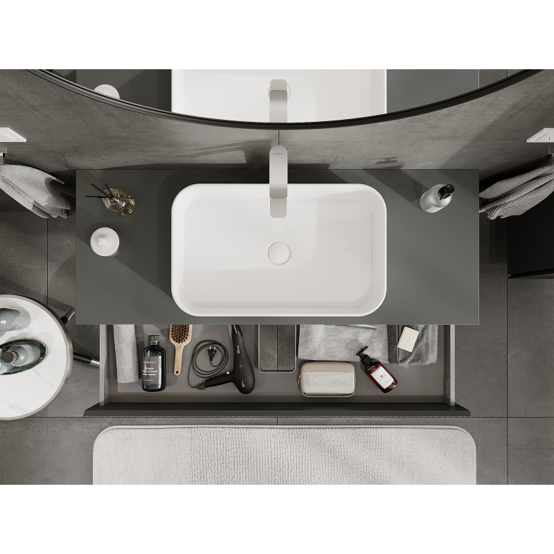 Mexen Rivel kúpeľňová skrinka pod umývadlo 120 cm, 2 zásuvky, ryhovaná, grafit mat - 91A20-12047-2-BFF66