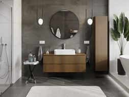 Mexen Rivel kúpeľňová skrinka pod umývadlo 120 cm, 2 zásuvky, ryhovaná, orech - 91A20-12047-2-BFF86