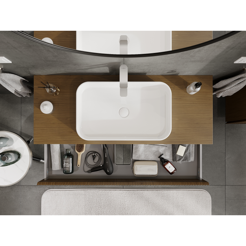 Mexen Rivel kúpeľňová skrinka pod umývadlo 120 cm, 2 zásuvky, ryhovaná, orech - 91A20-12047-2-BFF86