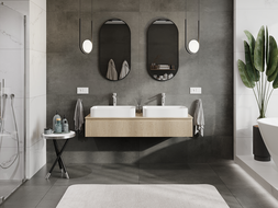 Mexen Rivel kúpeľňová skrinka pod umývadlo 140 cm, 1 zásuvka, ryhovaná, dub - 91A20-14023-1-BF81