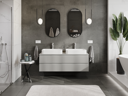 Mexen Rivel kúpeľňová skrinka pod umývadlo 140 cm, 2 zásuvky, ryhovaná, sivá matná - 91A20-14047-2-BFF62