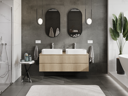 Mexen Rivel kúpeľňová skrinka pod umývadlo 140 cm, 2 zásuvky, ryhovaná, dub - 91A20-14047-2-BFF81