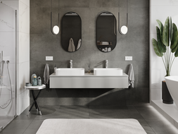 Mexen Rivel kúpeľňová skrinka pod umývadlo 160 cm, 1 zásuvka, ryhovaná, šedá matná - 91A20-16023-1-BF62