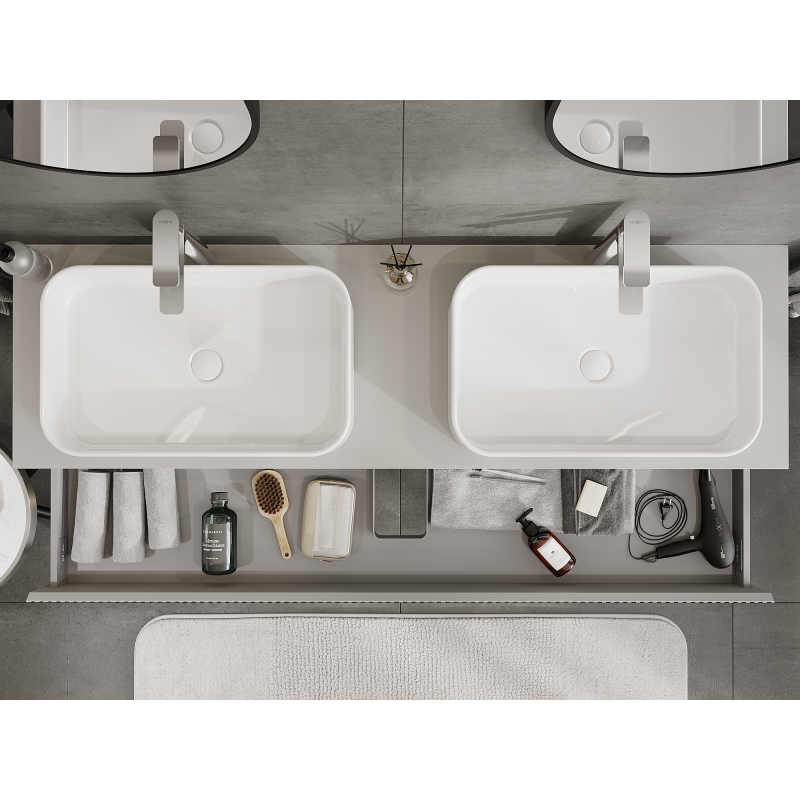 Mexen Rivel kúpeľňová skrinka pod umývadlo 160 cm, 1 zásuvka, ryhovaná, šedá matná - 91A20-16023-1-BF62