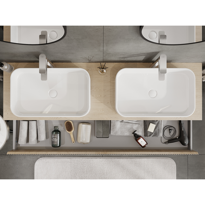 Mexen Rivel kúpeľňová skrinka pod umývadlo 160 cm, 1 zásuvka, ryhovaná, dub - 91A20-16023-1-BF81