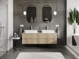 Mexen Rivel kúpeľňová skrinka pod umývadlo 160 cm, 2 zásuvky, ryhované, dub - 91A20-16047-2-BFF81