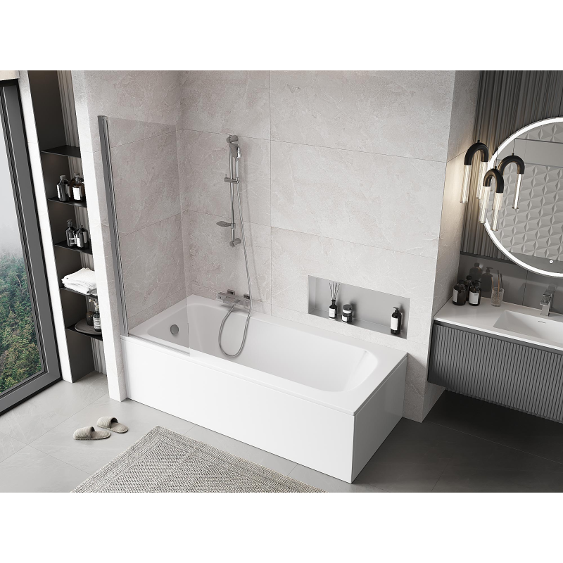 Mexen Mist sprchový záves 1-krídlový 60 x 150 cm, transparentný, chróm - 8A9-060-001-01-00