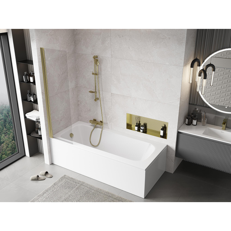 Mexen Mist sprchová zástena 1-krídlová 50 x 150 cm, transparentná, zlatá - 8A9-050-001-50-00