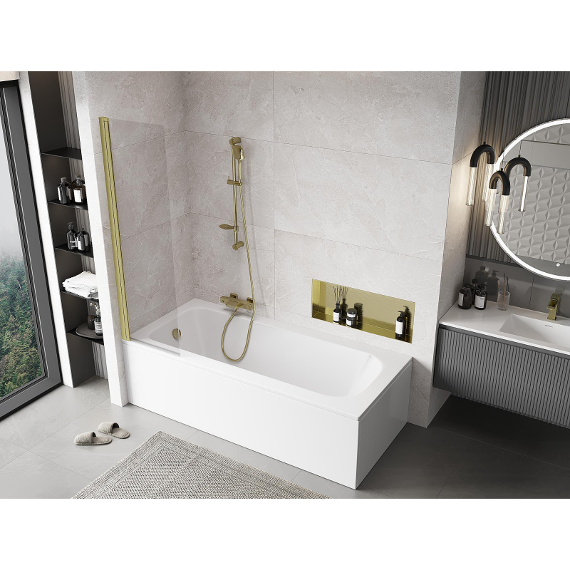 Mexen Mist sprchový paraván 1-krídlový 50 x 150 cm, transparentný, zlatý kartáčovaný - 8A9-050-001-55-00