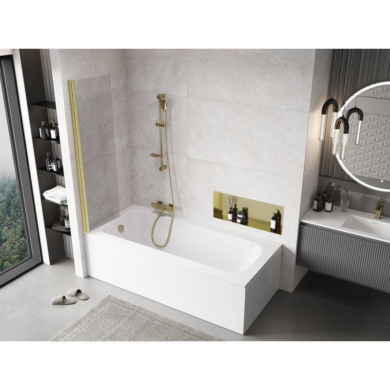 Mexen Mist sprchový paraván 1-krídlový 50 x 150 cm, transparentný, zlatý kartáčovaný - 8A9-050-001-55-00