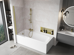 Mexen Mist sprchová zástená 1-krídlová 60 x 150 cm, transparentná, zlatý brúsený - 8A9-060-001-55-00