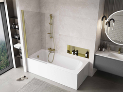 Mexen Mist sprchová zástena s 1 krídlom 80 x 150 cm, priehľadná, zlatá kartáčovaná - 8A9-080-001-55-00