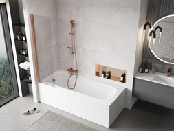 Mexen Mist vaňová zástená 1-krídlová 50 x 150 cm, transparentná, kartáčovaná meď - 8A9-050-001-65-00