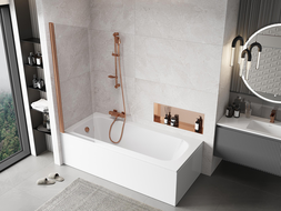 Mexen Mist sprchový paraván 1-krídlový 60 x 150 cm, transparentný, brúsená meď - 8A9-060-001-65-00