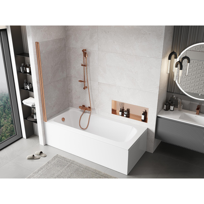 Mexen Mist sprchová zástena 1-krídlová 70 x 150 cm, transparentná, brúsená meď - 8A9-070-001-65-00