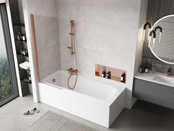 Mexen Mist sprchová zástena 1-krídlová 70 x 150 cm, transparentná, brúsená meď - 8A9-070-001-65-00