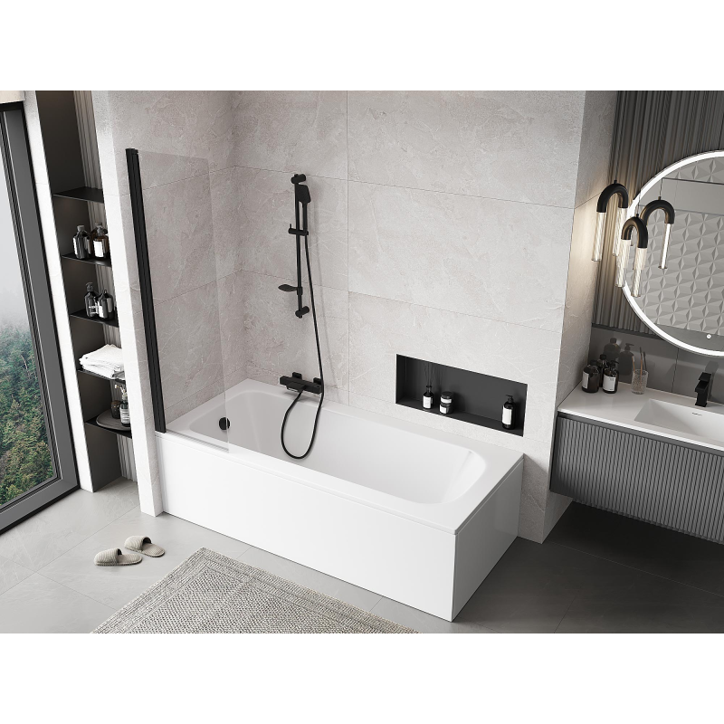 Mexen Mist sprchová zástenka 1-krídlová 50 x 150 cm, transparentná, čierna - 8A9-050-001-70-00