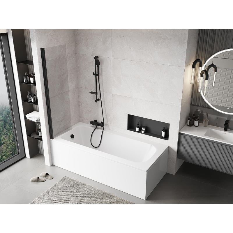 Mexen Mist sprchová zástenka 1-krídlová 50 x 150 cm, transparentná, čierna - 8A9-050-001-70-00