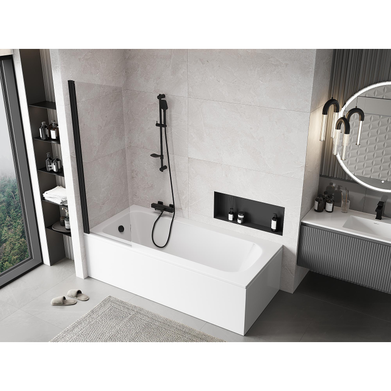 Mexen Mist sprchová zástena 1-krídlová 60 x 150 cm, transparentná, čierna - 8A9-060-001-70-00