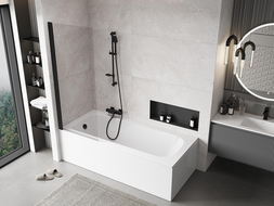 Mexen Mist vaňová zástenka 1-krídlová 70 x 150 cm, transparentná, čierna - 8A9-070-001-70-00