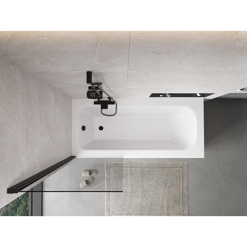 Mexen Mist vaňová zástenka 1-krídlová 70 x 150 cm, transparentná, čierna - 8A9-070-001-70-00