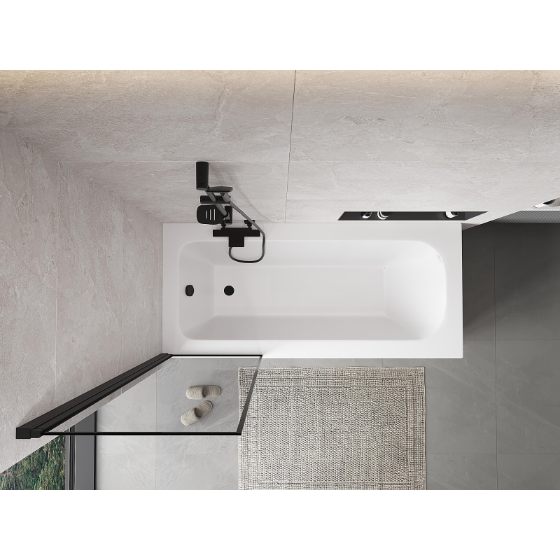 Mexen Mist sprchový záves 1-krídlový ľavý 60 x 150 cm, čierny rám, čierny - 8A9-060-001-70-70-L