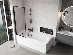 Mexen Mist vaňová zástenka 1-krídlová ľavá 70 x 150 cm, čierny rám, čierna - 8A9-070-001-70-70-L