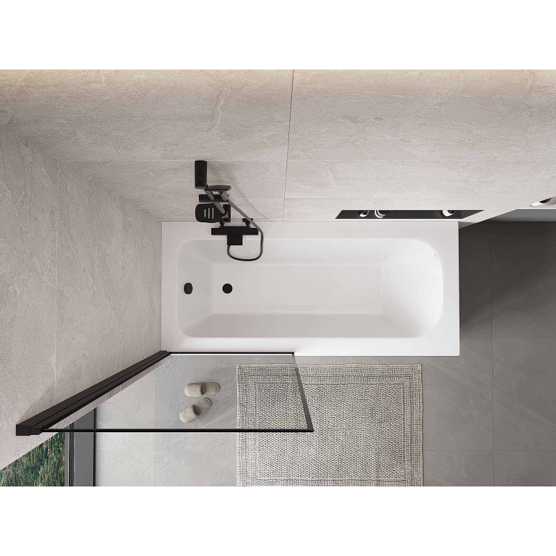 Mexen Mist sprchový zástenový panel 1-krídlový ľavý 80 x 150 cm, čierny rám, čierny - 8A9-080-001-70-70-L