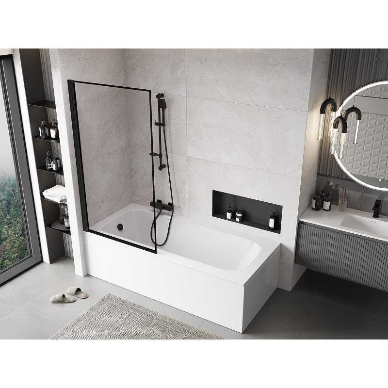 Mexen Mist sprchová zástená 1-krídlová ľavá 90 x 150 cm, čierny rám, čierna - 8A9-090-001-70-70-L