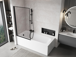 Mexen Mist sprchová zástená 1-krídlová ľavá 90 x 150 cm, čierny rám, čierna - 8A9-090-001-70-70-L