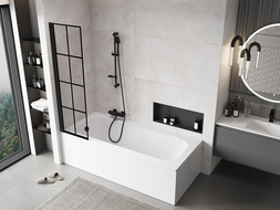 Mexen Mist sprchová zásteny 1-krídlové ľavé 50 x 150 cm, čierna mriežka, čierne - 8A9-050-001-70-77-L