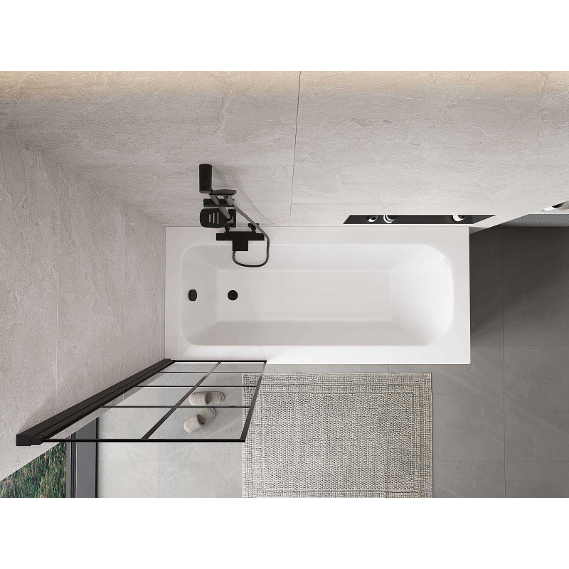 Mexen Mist sprchový panel 1-krídlový ľavý 60 x 150 cm, čierna mriežka, čierny - 8A9-060-001-70-77-L