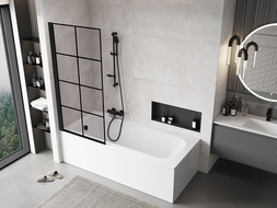 Mexen Mist sprchová zástenka 1-krídlová ľavá 80 x 150 cm, čierna mriežka, čierna - 8A9-080-001-70-77-L