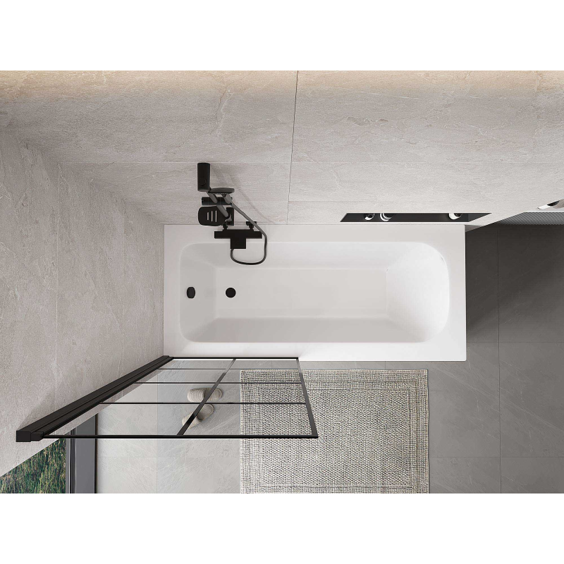 Mexen Mist sprchová zástenka 1-krídlová ľavá 80 x 150 cm, čierna mriežka, čierna - 8A9-080-001-70-77-L